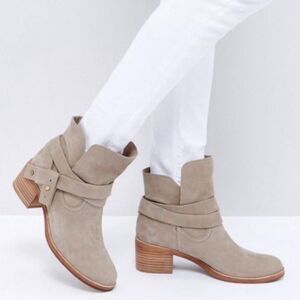 UGG 7.5 Elora Sahara Suede Ankle Block Heel Boots